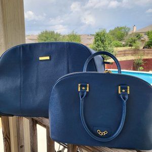 Joy & Iman Leather Weekend rolling luggage & matching dome purse